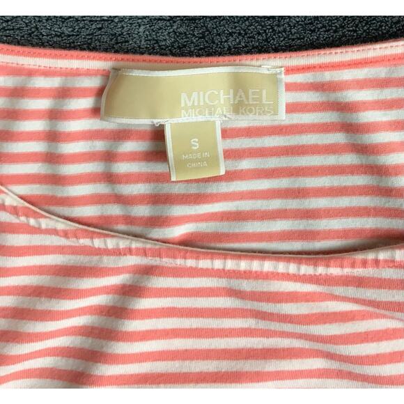 Michael Kors Womens Sz Small Long Sleeve Striped Cold Shoulder Top Zipper Detail - Picture 7 of 9